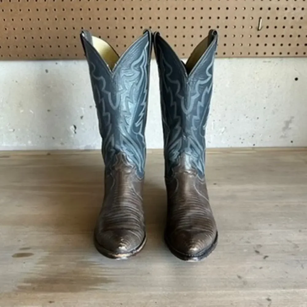 Vintage Justin Grey Lizard Cowboy Boots 8 / Womens 9.5